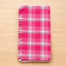 Pink checked cotton towel with classic checkered pattern