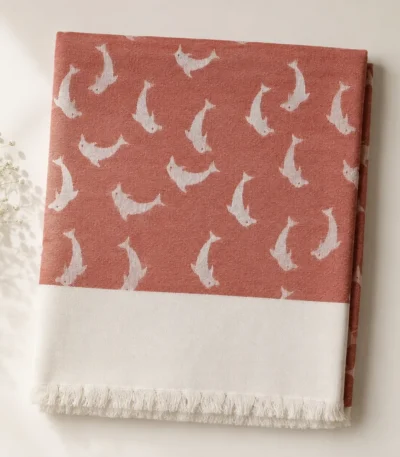 peach flying bird pattern cotton blanket