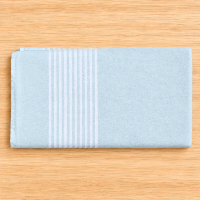 Light blue striped 100% cotton baby towel
