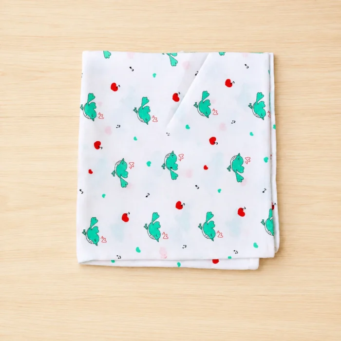 Mint green dinosaur print muslin cotton baby towel