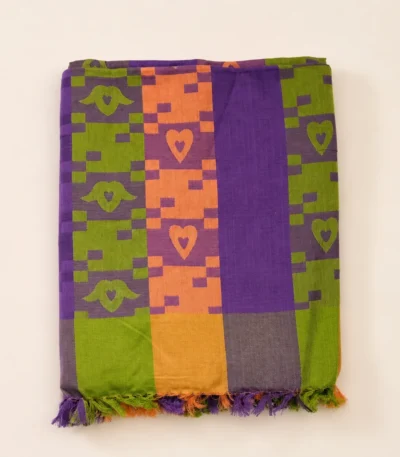 multicolor geometric patchwork cotton blanket
