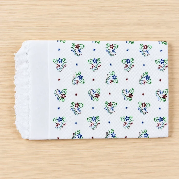 Premium white floral paisley printed cotton towel with colourful motifs