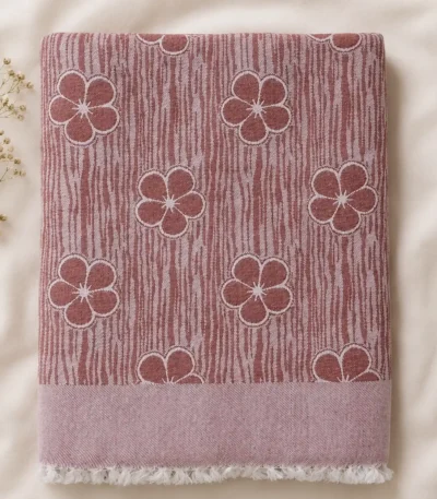 brown floral pattern cotton blanket