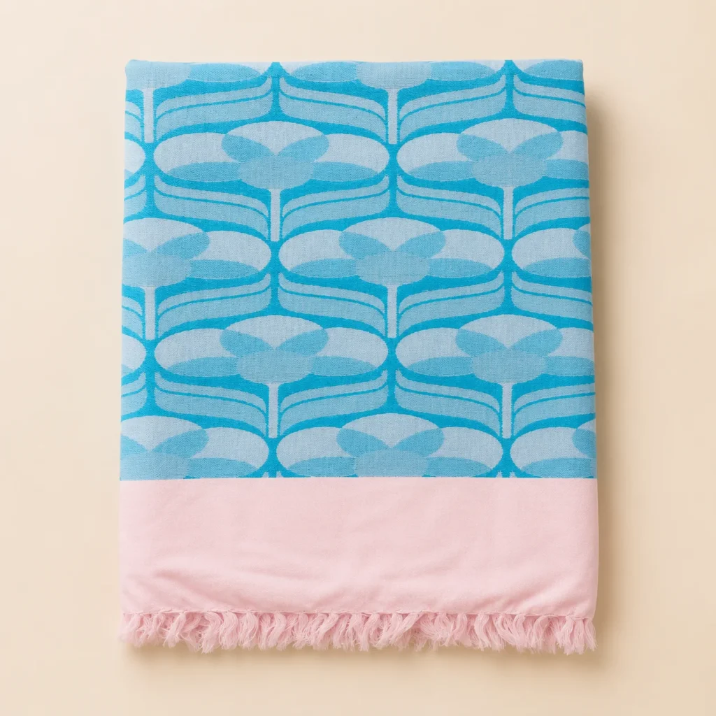 blue geometric pattern cotton blanket