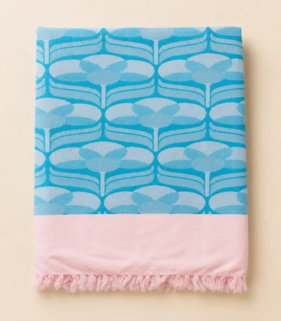 blue geometric pattern cotton blanket