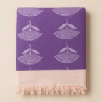purple floral fan pattern cotton blanket