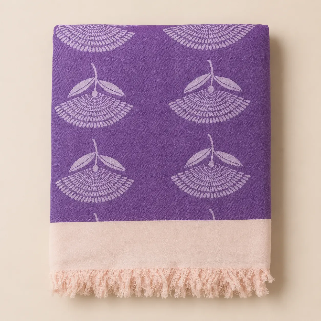 purple-floral-fan-pattern-cotton-blanket purple floral fan pattern cotton blanket