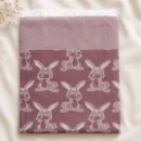 maroon bunny print cotton blanket