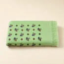 Premium light green printed cotton towel with colourful floral design