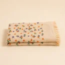 Premium cream printed cotton towel with colourful floral design