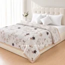 Beige cotton dohar with elegant botanical floral print and soft lightweight design