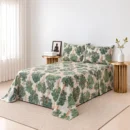 Nature-inspired green tree print cotton single bedspread