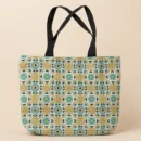 Premium blue floral geometric printed soft cotton tote bag