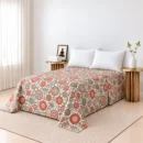 Multicolour cotton bedspread with matching pillow covers