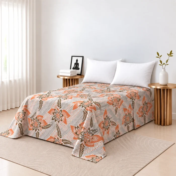 Multicolour doodle print single bedspread