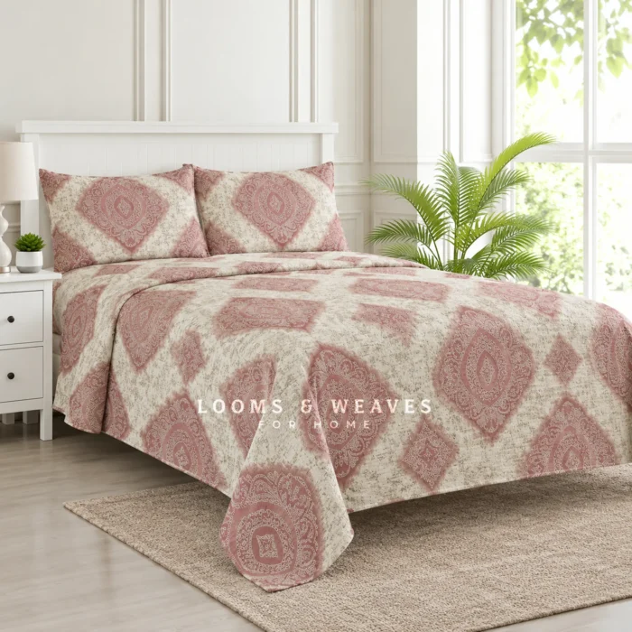 Rosewood paisley Super King bedspread with 2 matching pillow covers