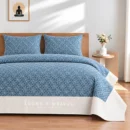 Blue floral King border bedspread with 2 pillow covers
