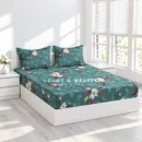 Teal blossom garden king fitted bedspread with 2 matching floral pillow covers