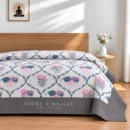 White floral lattice King border bedspread